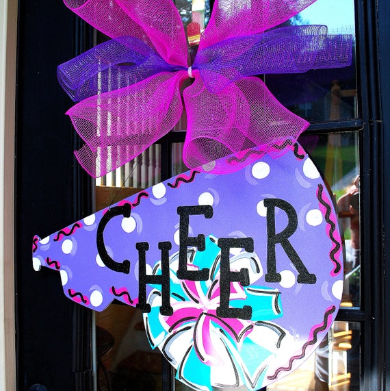 Items similar to Door Hanger: Cheerleader Decoration, Personalized