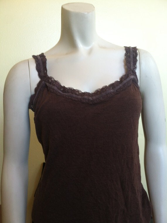 Dark brown tank top with lace straps