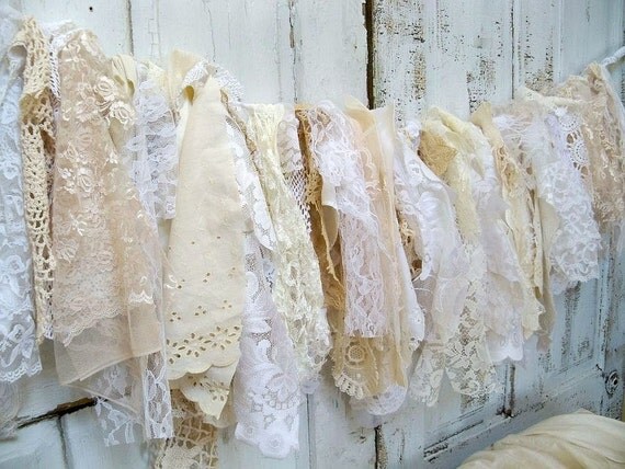 shabby chic fabric garland wall hanging homemade romantic lace shabby chic fabric garland wall hanging homemade romantic lace