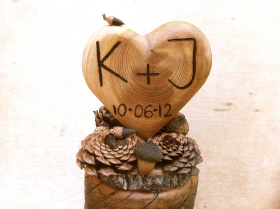 Fall Wedding Cake Topper Rustic Wooden Heart Fall Wedding Cake Topper Rustic Wooden Heart