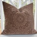 Decorative Designer Chocolate Brown Pillow - Brown Geometric Suzani Pillow Cover- Velvet Brown Throw Pillow