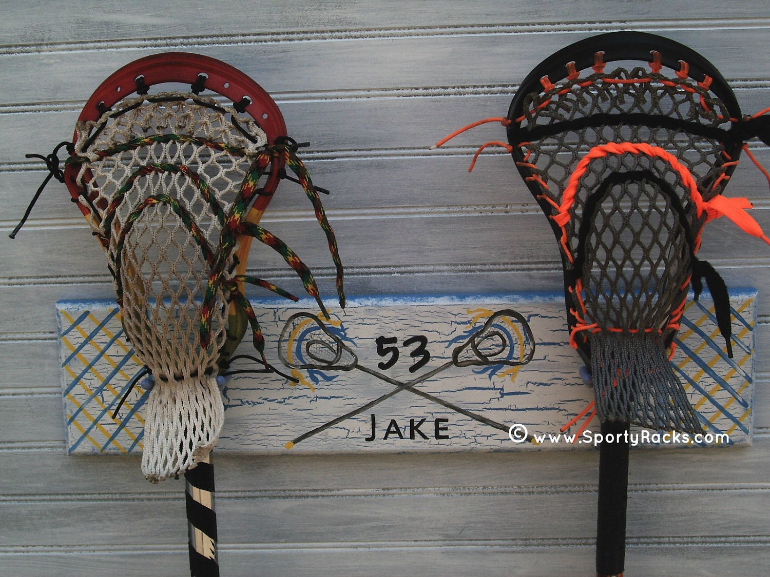 Lacrosse Stick Hanging Rack Sports Decor Organizer Custom Team