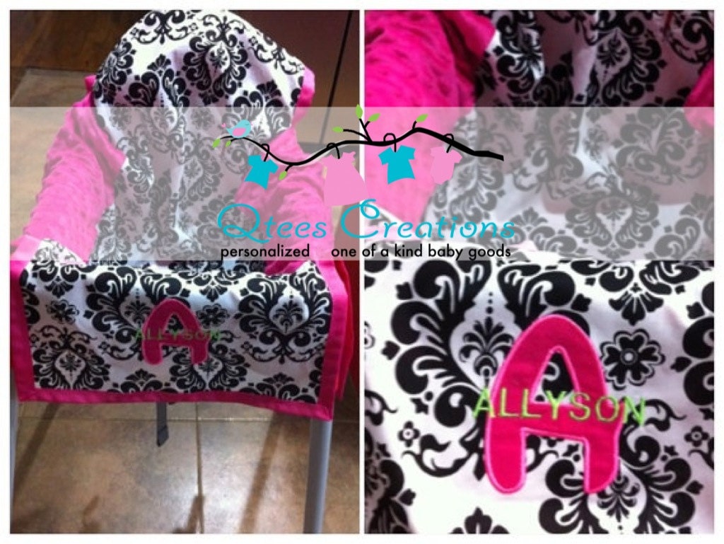 Personalized Restaurant High Chair Cover minky by QteesCreations