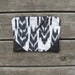 LAST ONE: leather clutch, black & white woven cotton, fold-over clutch