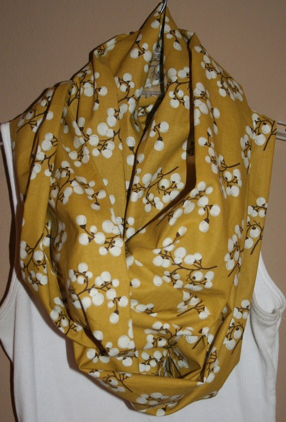 Items similar to Gold Cotton Blossoms Infinity Scarf on Etsy