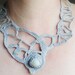 Silver Gray Necklace Crochet Mineral Stone Wedding Accessory - Sale