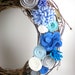 Hanukkah wreath, felt flower wreath, blue wreath, holiday wreath, grapevine wreath