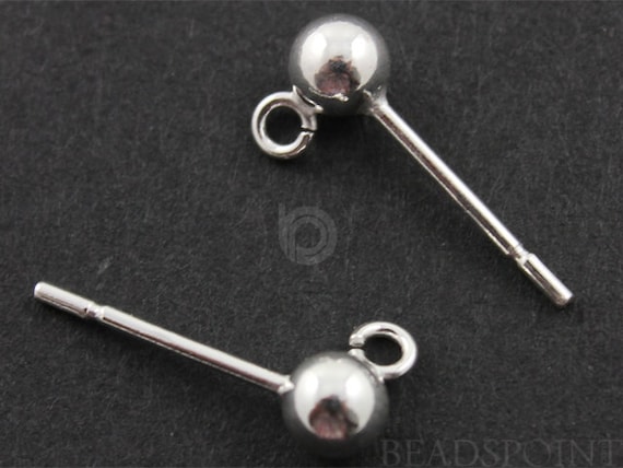 Sterling silver 4mm Ball post with open ring 1 Piece Sold