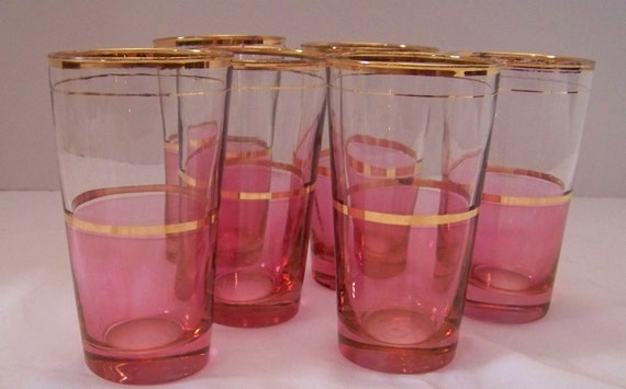 Vintage Pink Drinking Glasses 3