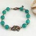 Green agate bracelet with elephant