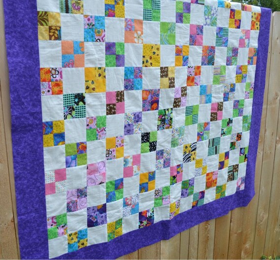 Items Similar To Four Patch Quilt Pattern, Ready To Finish Quilt Top 