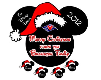 Disney Christmas Cruise Door Magnet, Custom Personalized Santa Mickey With Small Name Heads, Disney Cruise Stateroom Door Magnet
