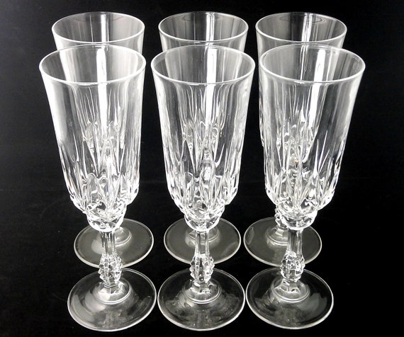 Vintage champagne flutes set of 8 goblets glass/crystal