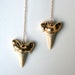 Gold Shark Tooth Earrings. Extra Long Dangle