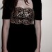 Vintage MINT Black Velvet Mini Dress / Gold Sequin
