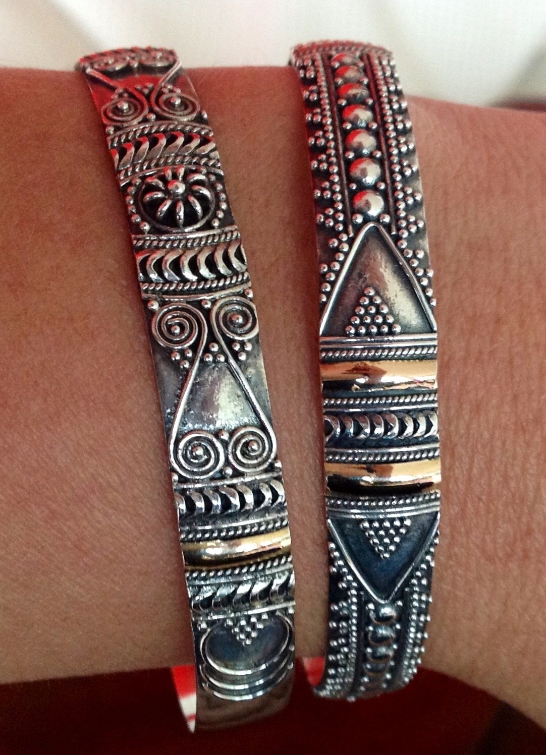 Silver and Bronze Bangles