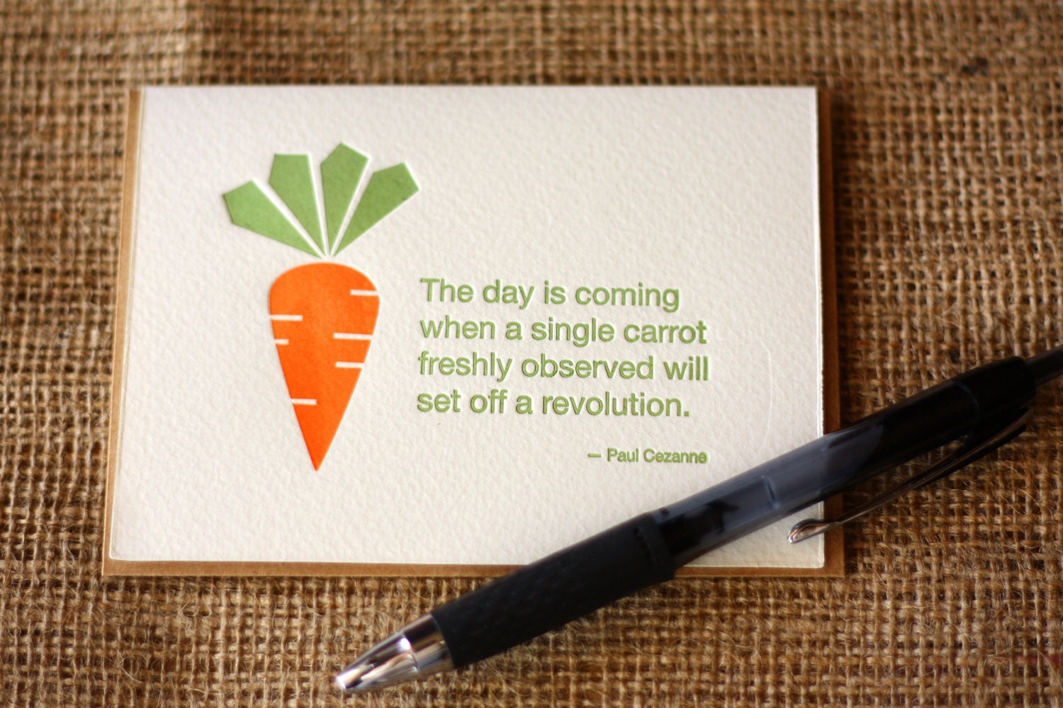 Letterpress card carrot quote card vegetable carrot gift