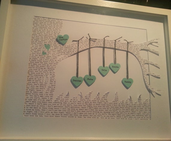 Items similar to Family Tree with Lyrics - framed on Etsy