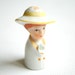 enesco porcelain bisque vintage thimble, sewing , collectibles, lady, yellow hat, mothers day gift, under 20