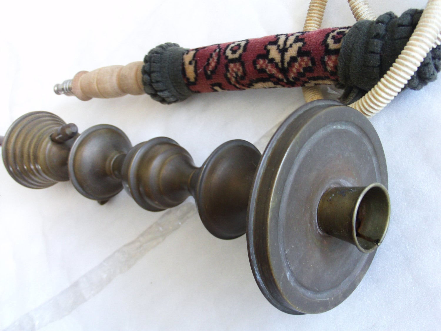 ALICE in WONDERLAND Hookah SHISHA vintage brass green glass