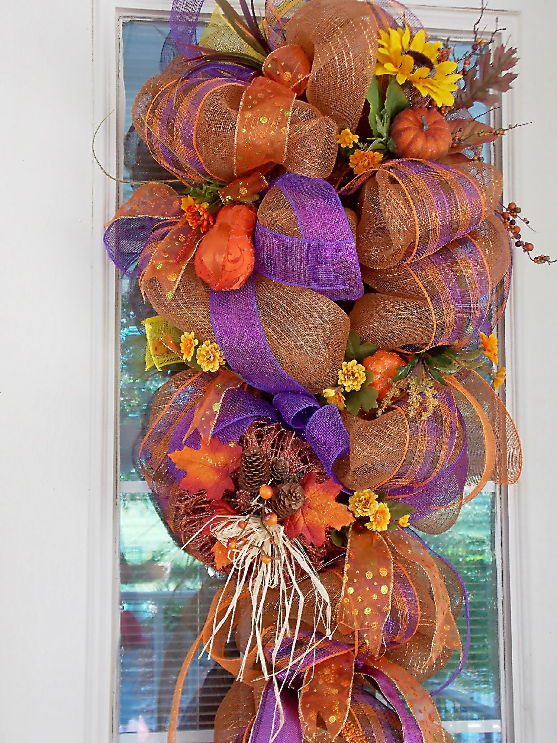 XL Fall Thanksgiving Deco Poly Mesh Wreath Holidays Deco