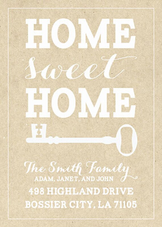 Items similar to Home Sweet Home New Home Housewarming House Key Invitation or Announcement