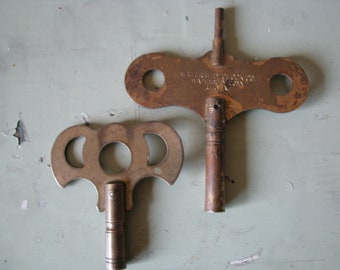 2 Antique Brass Clock Keys Steampunk and Art Supplies