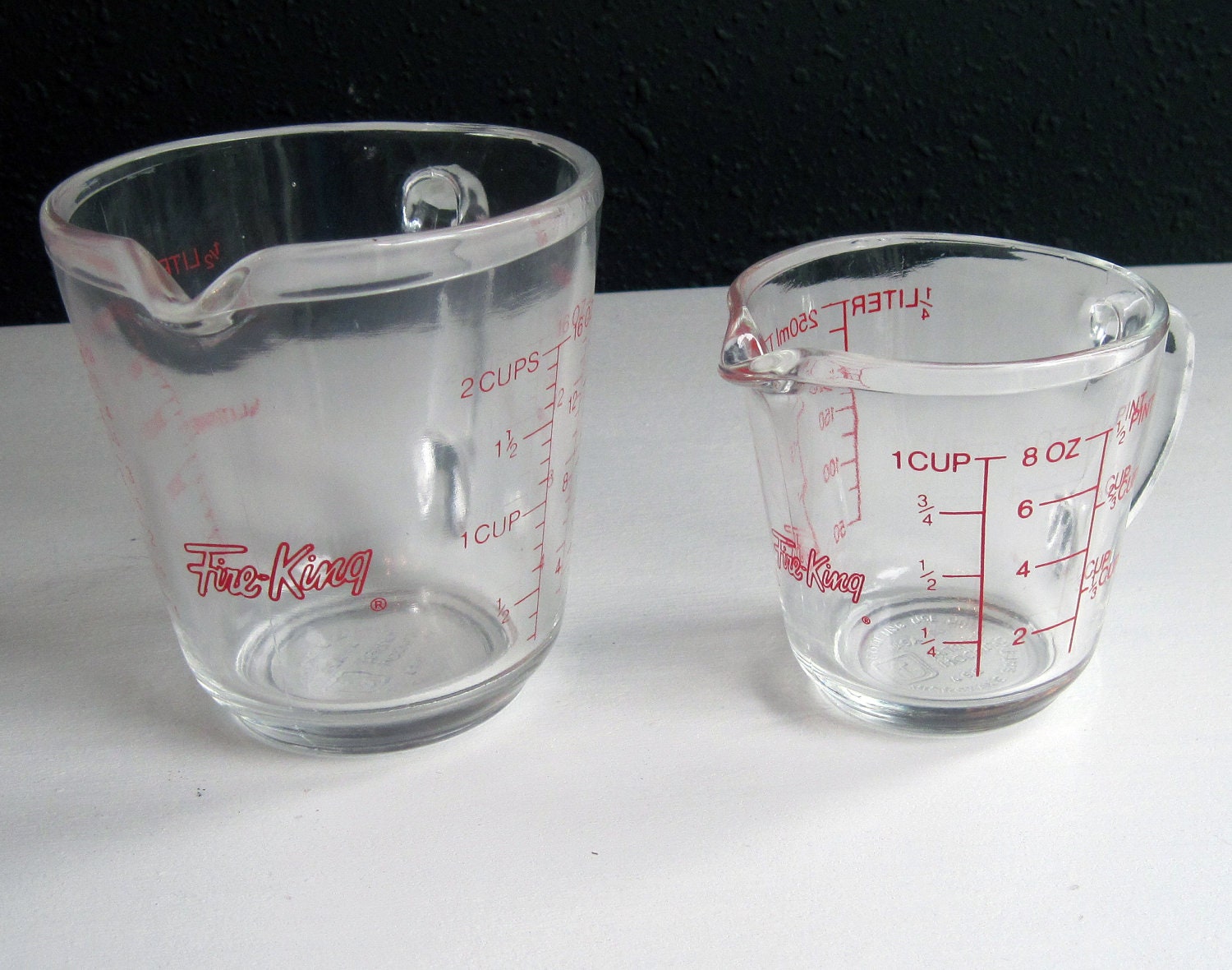 Fire King Glass 1 and 2 Cup Glass Measuring Cups Anchor