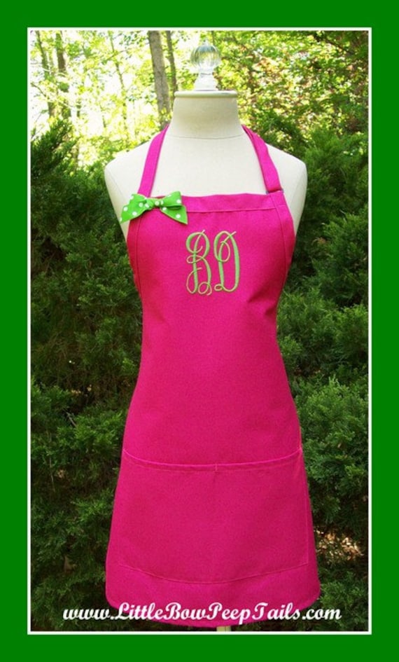 Personalized Hot Pink Apron Monogrammed Hot Pink Apron