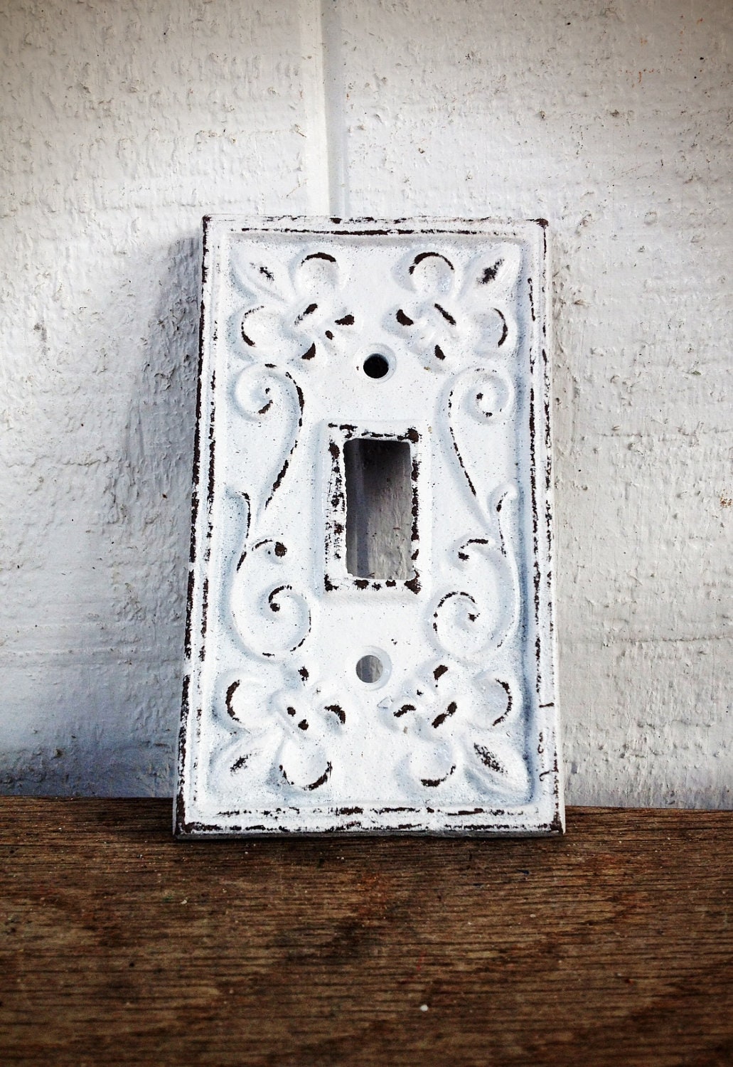 BOLD bright white ornate decorative single switch plate