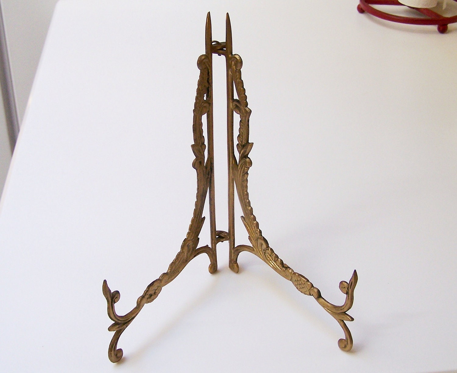 Vintage brass plate stand or book stand