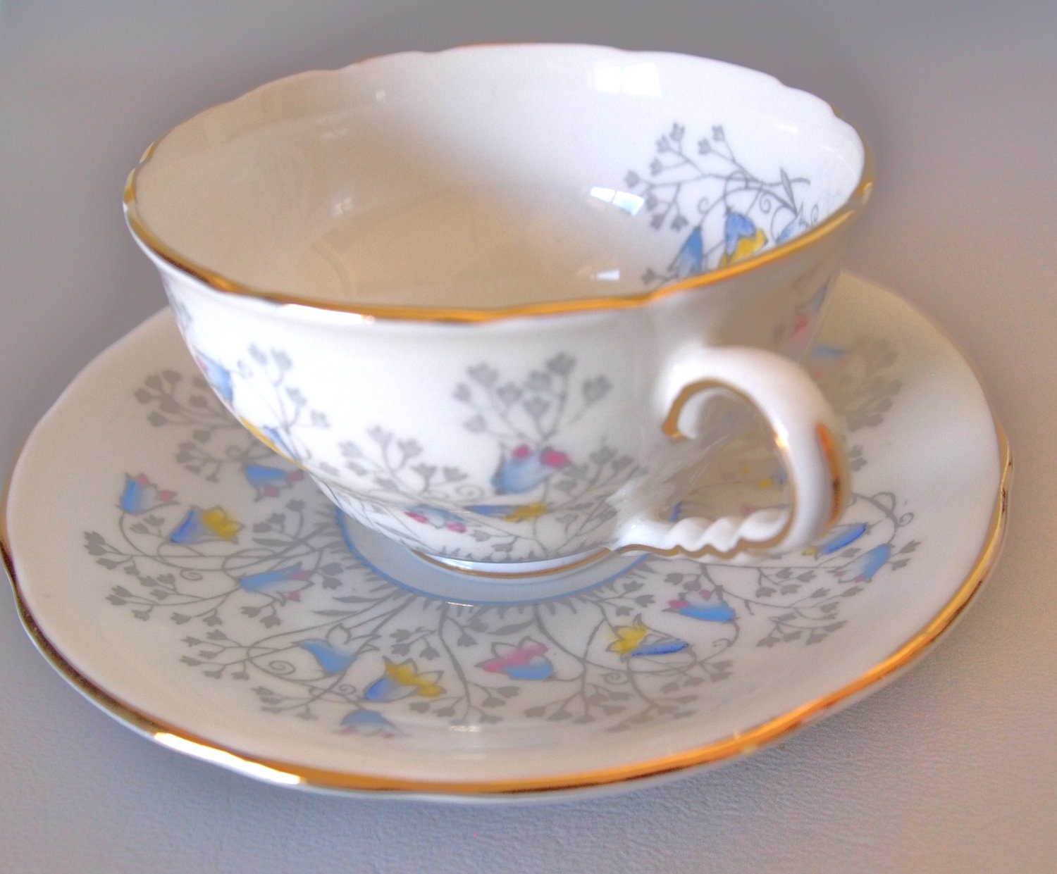 Vintage China Tea Cup and Saucer Royal Stafford 'Bluebell