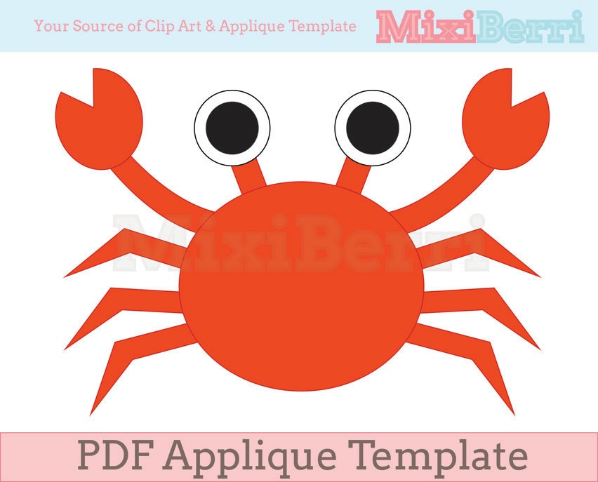 Crab Applique Template PDF Instant Download Quilt Applique