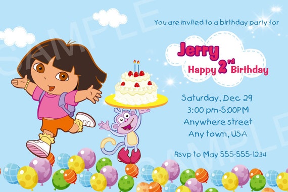 Items Similar To Dora Invitation Printable Dora Birthday Invitation 