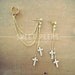 Gold Cross Rhinestone Stud Ear Cuff with Gold Chainmaille