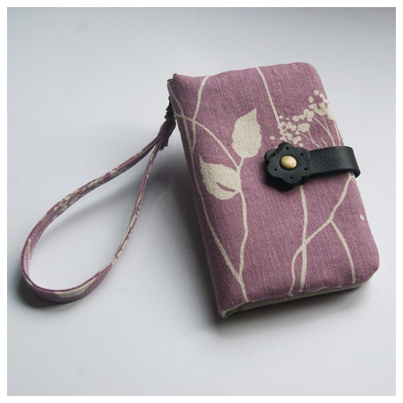 Passport Wallet / Holder Floral Purple