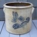 Antique Natural Stoneware Beautifully Textured, Large, Heavy Cobalt Blue Crock