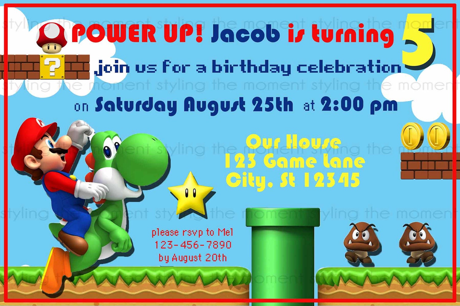 Super Mario Brothers Invitation Ideas 3