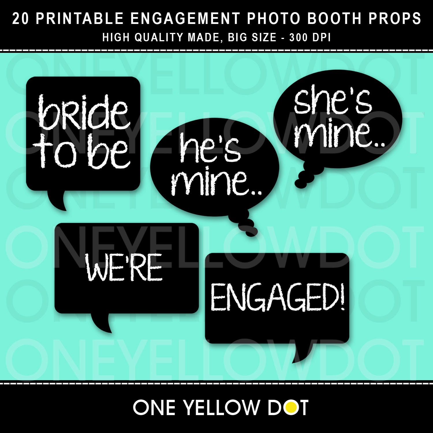 INSTANT DOWNLOAD Engagement Photo Booth Props Printable