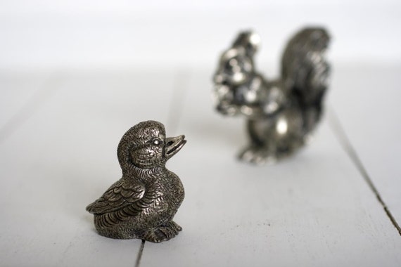 Vintage Circa 1950s Quality Pewter Silver Duck Handmade