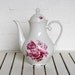 Vintage1950s White Coffee Pot with Pink Roses and Latice Accents