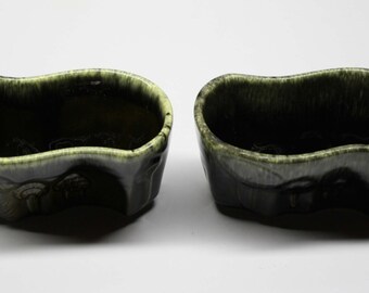 Pair of Vintage Green Hull B2 Window Sill Planter