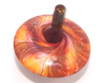 Christmas gift idea, polymer clay dreidel, spinning top, orange and yellow unique dreidel, great Hanukah gift idea, classic toy for all ages