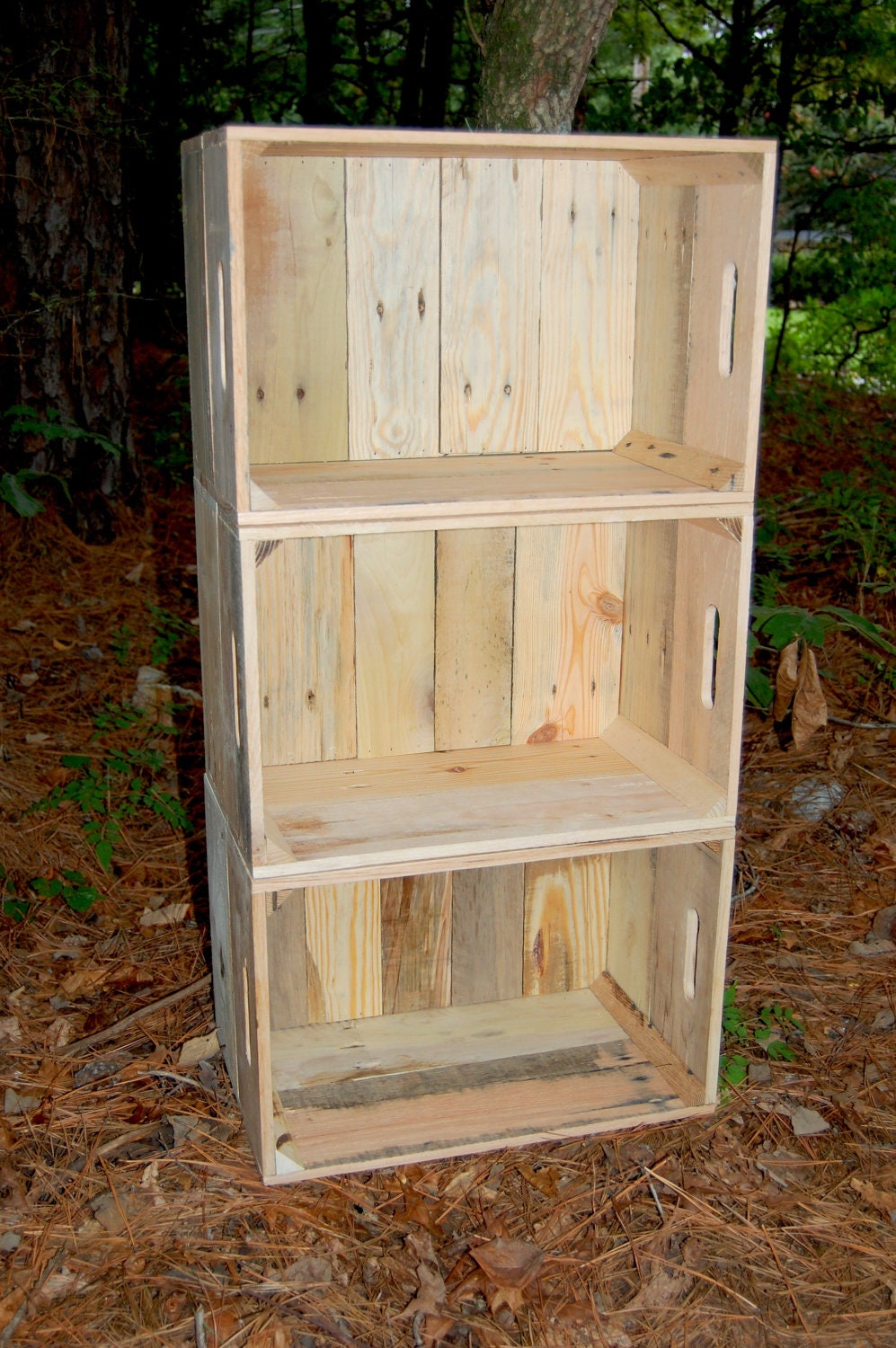 Three Wood Crates Recycled Pallet Wooden Crate Unfinished