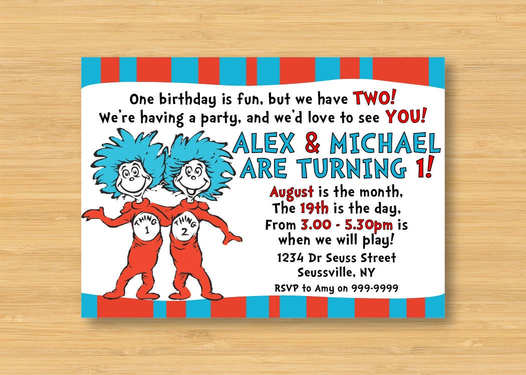 Thing One Thing Two Invitations 2