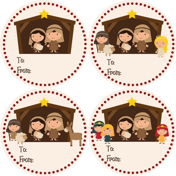 items similar to nativity christmas stickers country red nativity