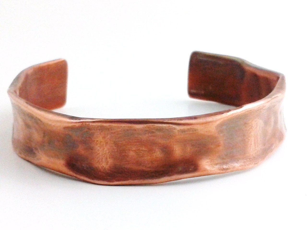 Copper Bracelet Cuff Heat Patina Rustic Earthy Organic