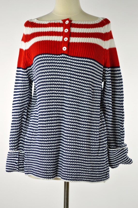 Shaker Sweater: 80s Nautical Sweater // Oversized Sweater