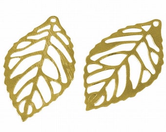 10PC Gold Delicate Leaf Charm Pendant