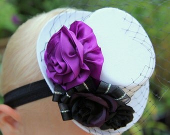 Mini top hat headband, Mad Hatter tea party, tea hat, tea party hat, costume headpiece, goth fascinator,